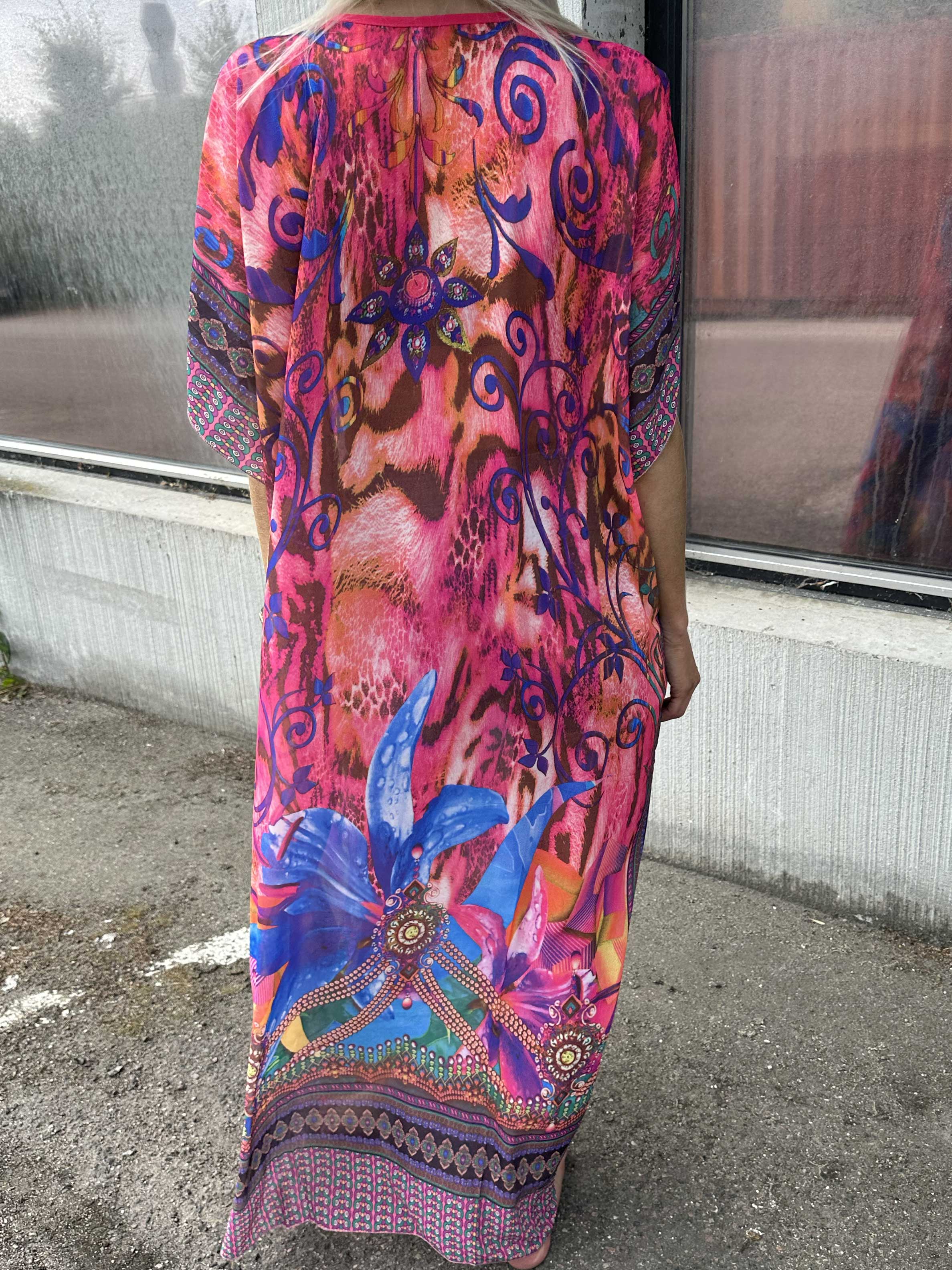 Mellie - Lang farvet semi-transparent tunika med similisten